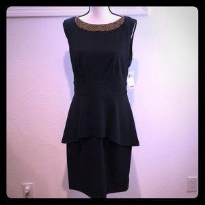 Connected apparel formal dress with beaded neck